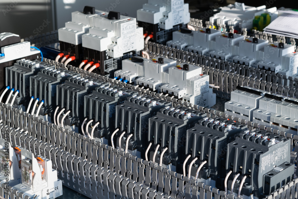 Fototapeta premium electrical components on the circuit Board