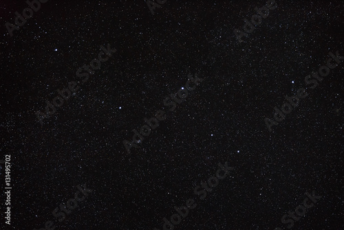 Night sky with stars and the constellation Cassiopeia. North hem