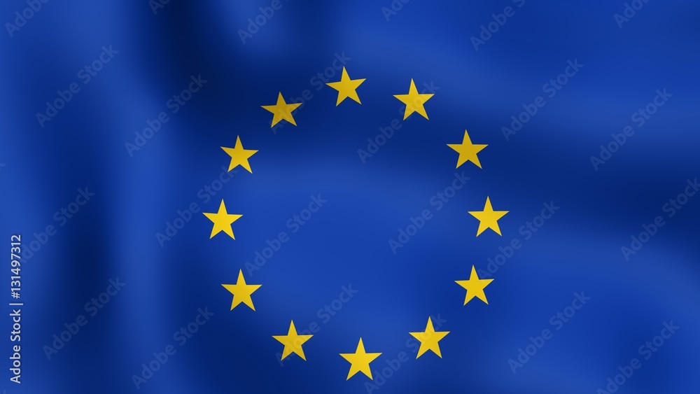 Flag Europe, fluttering in the wind. 3D rendering. Flag Europe, fluttering in the wind. 3D rendering.