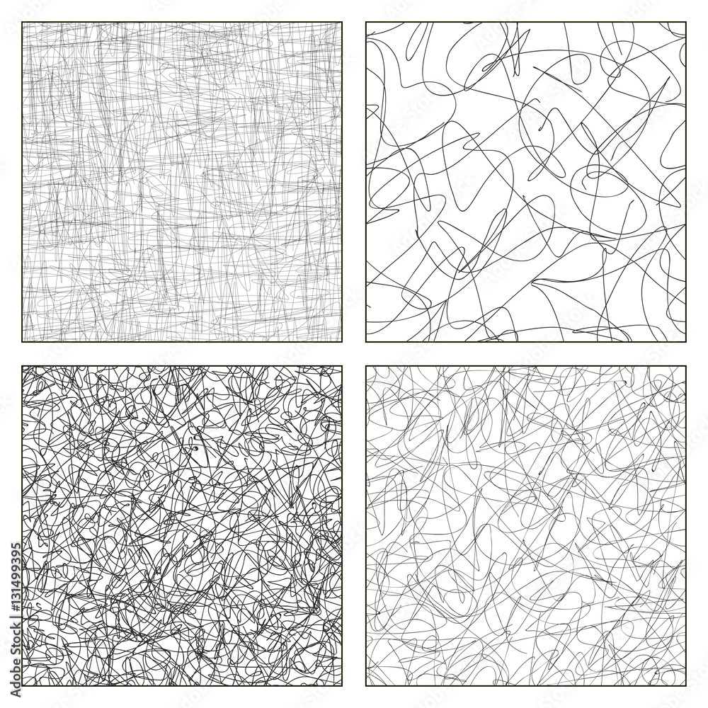 Seamless vector set of scribble patterns.