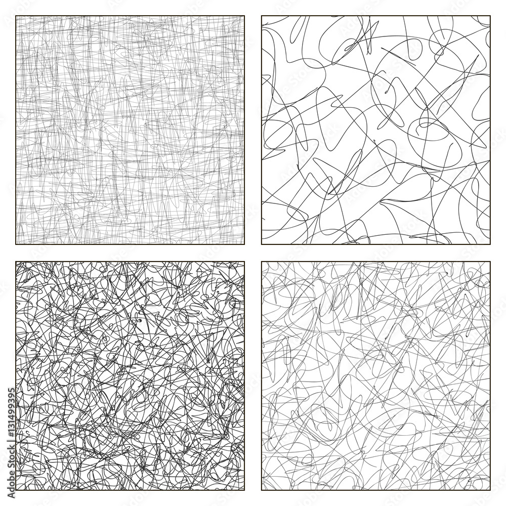 Fototapeta premium Seamless vector set of scribble patterns.