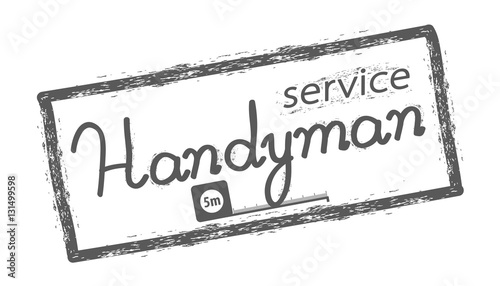 Handyman service stamp.  Lettering Handyman service in grey. Stock vector. Flat design. 