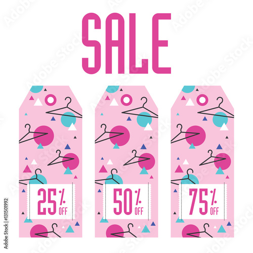 Set of sale tags. Discount 25, 50 and 75 procents off
