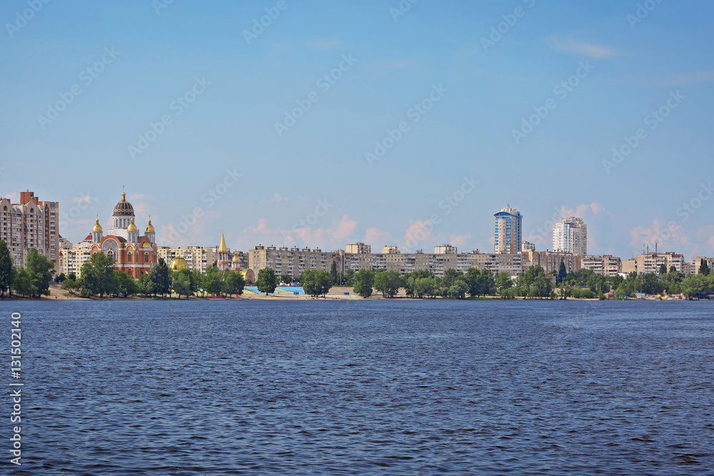 View of city from river