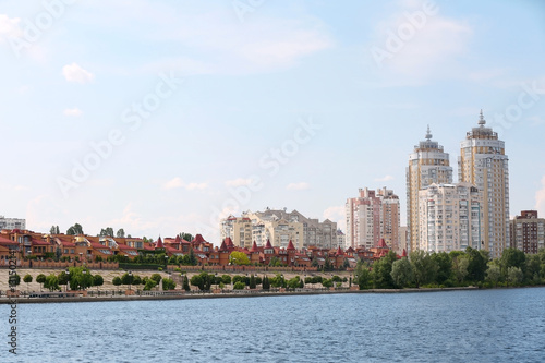 View of city from river