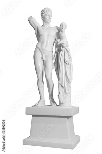White marble classic statue isolated on white background