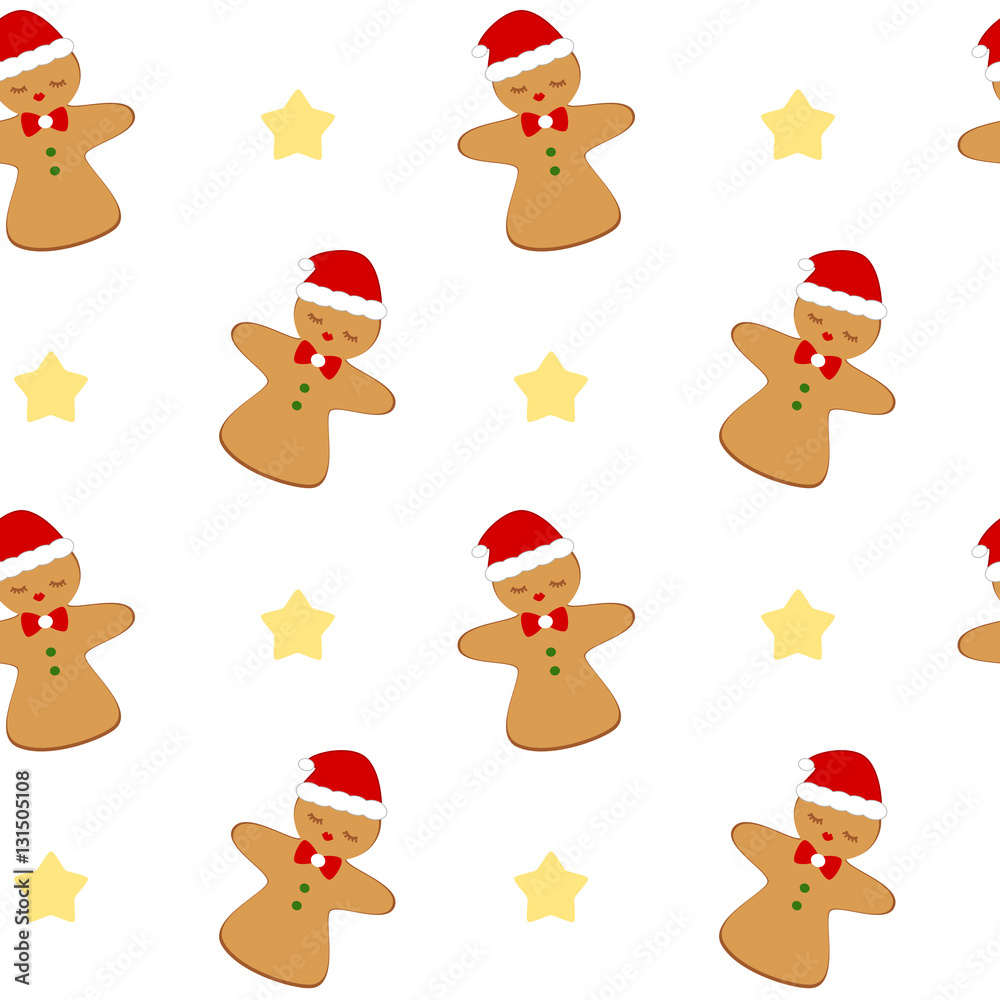 cute cartoon gingerbread girl cookie seamless vector pattern background illustration

