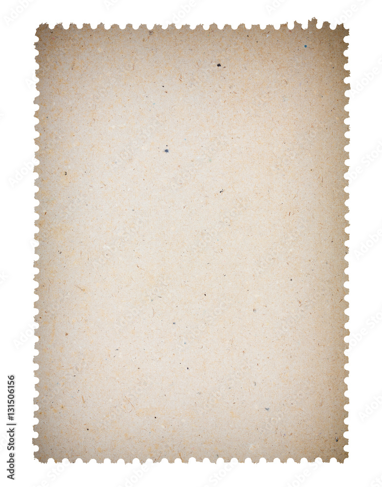 Blank old post paper stamp, isolated on white background