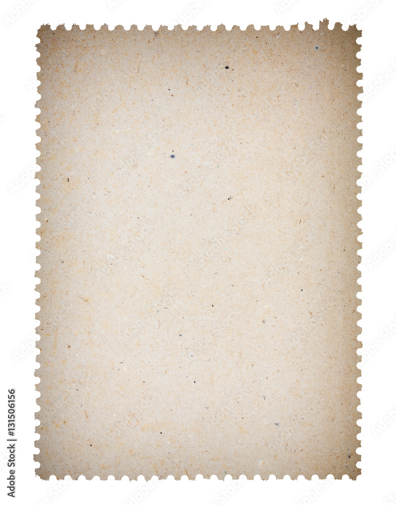 Fototapeta premium Blank old post paper stamp, isolated on white background