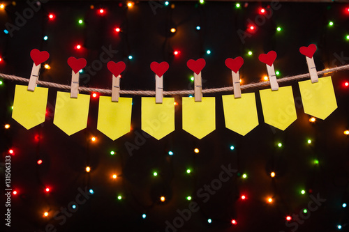 eight holiday flags  with hearts