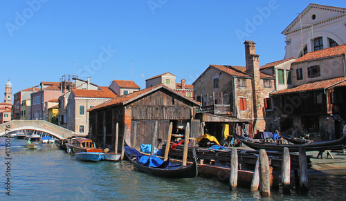Atelier de réparation de Gondole à Venise Italie