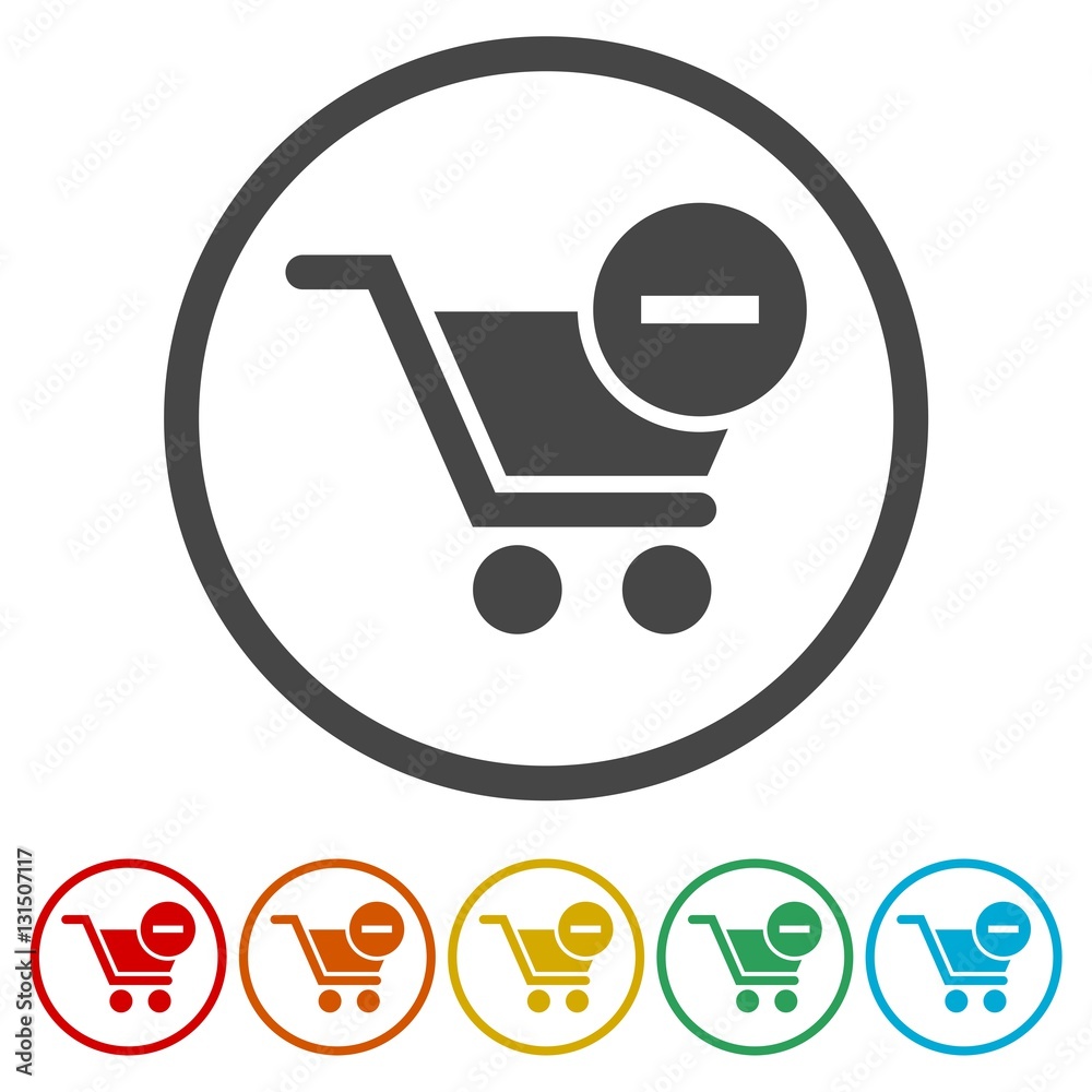 Flat remove from cart icons set