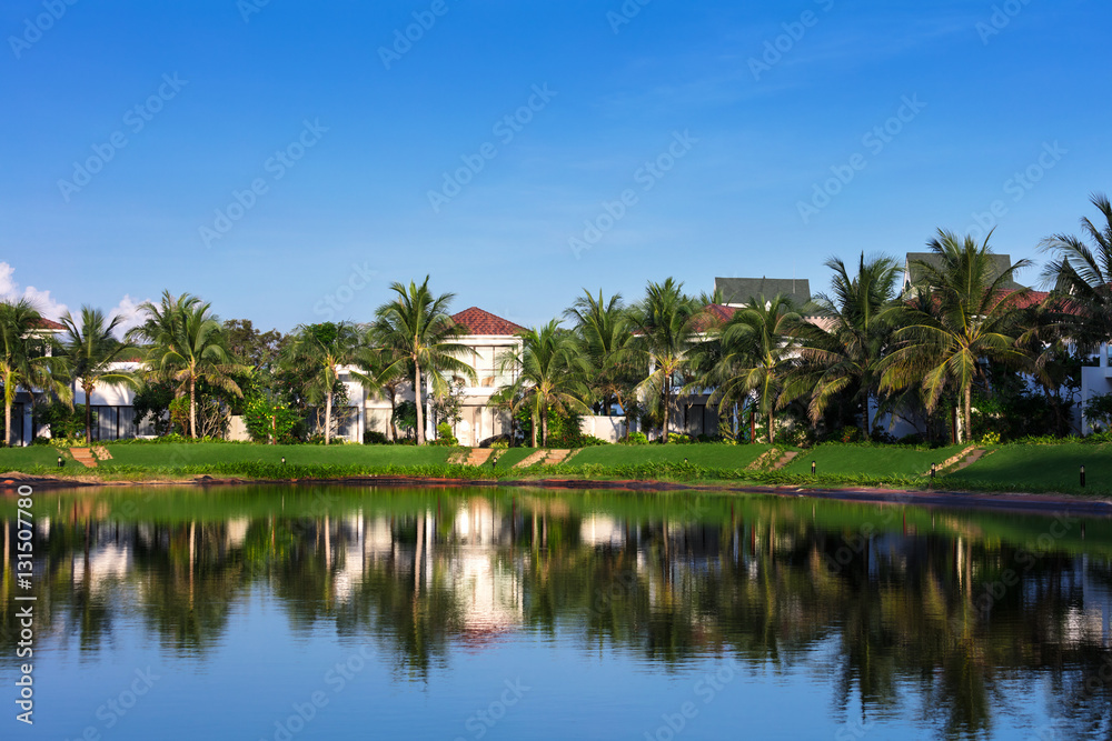 beautiful villas on shore of lake