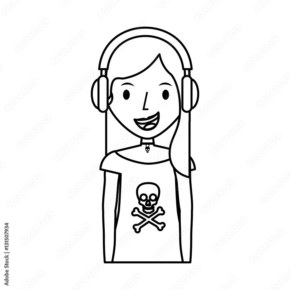 young woman avatar character with headphone vector illustration design young woman avatar character with headphone vector illustration design