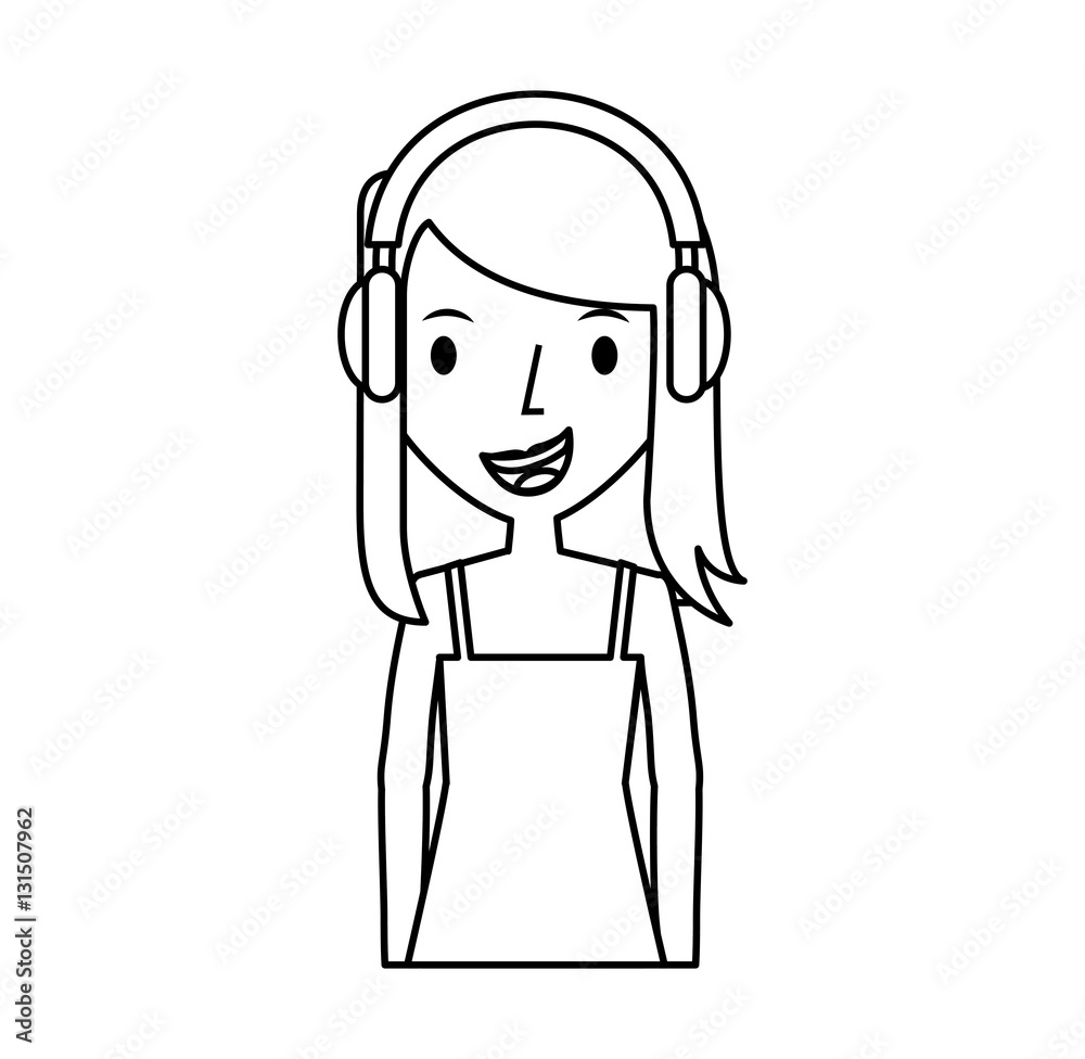 young woman avatar character with headphone vector illustration design young woman avatar character with headphone vector illustration design