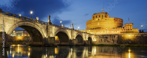 Castle of Holy Angel and Holy Angel Bridge over the Tiber River