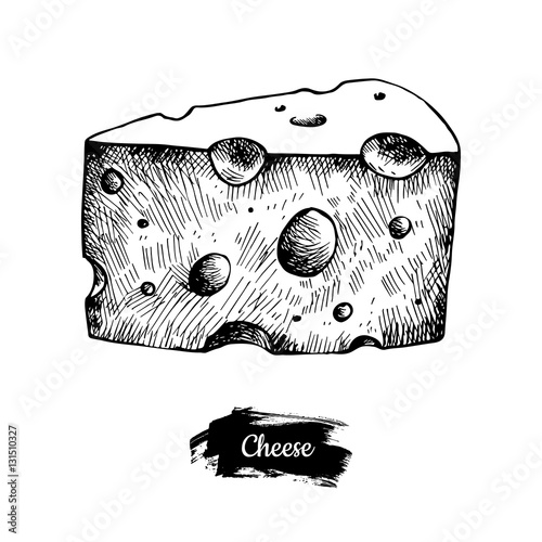 Hand drawn sketch cheese.