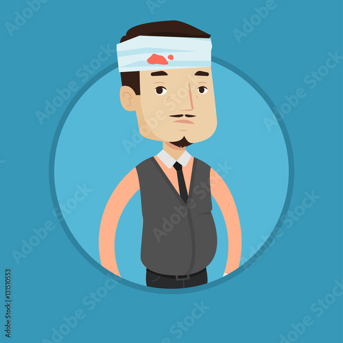 Man with injured head vector illustration.