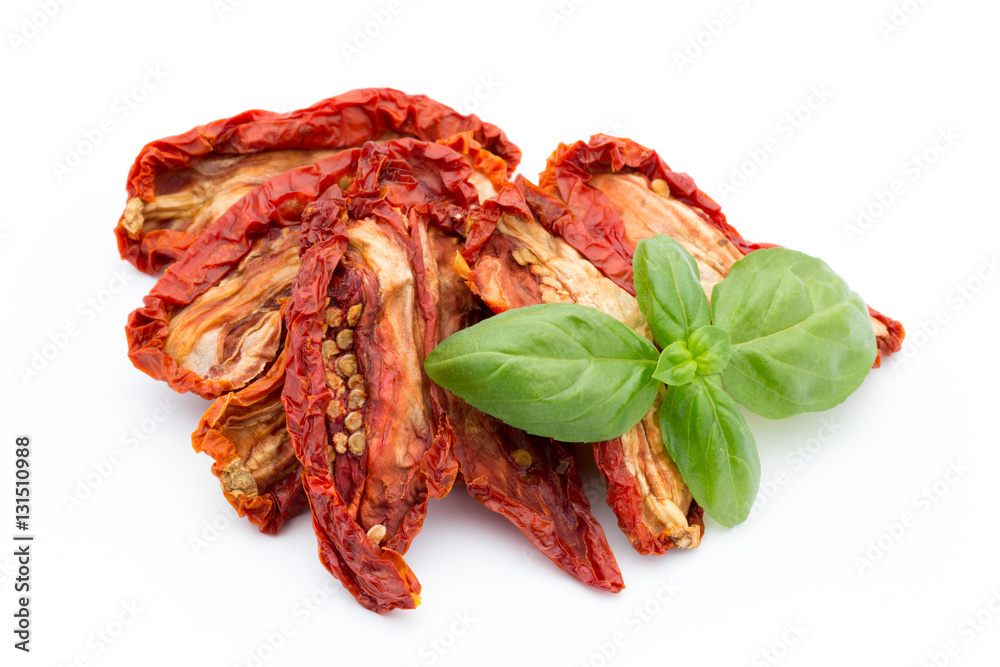 Dried tomatoes isolated on white background. Dried tomatoes isolated on white background.