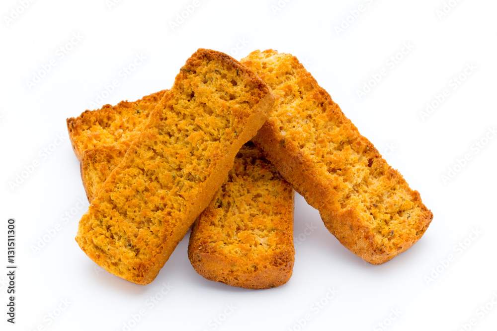 Crumbs of bread croutons. Eco food.