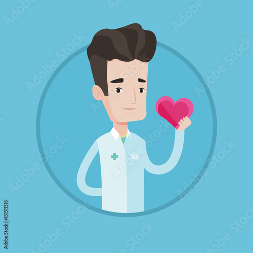 Doctor cardiologist holding heart.