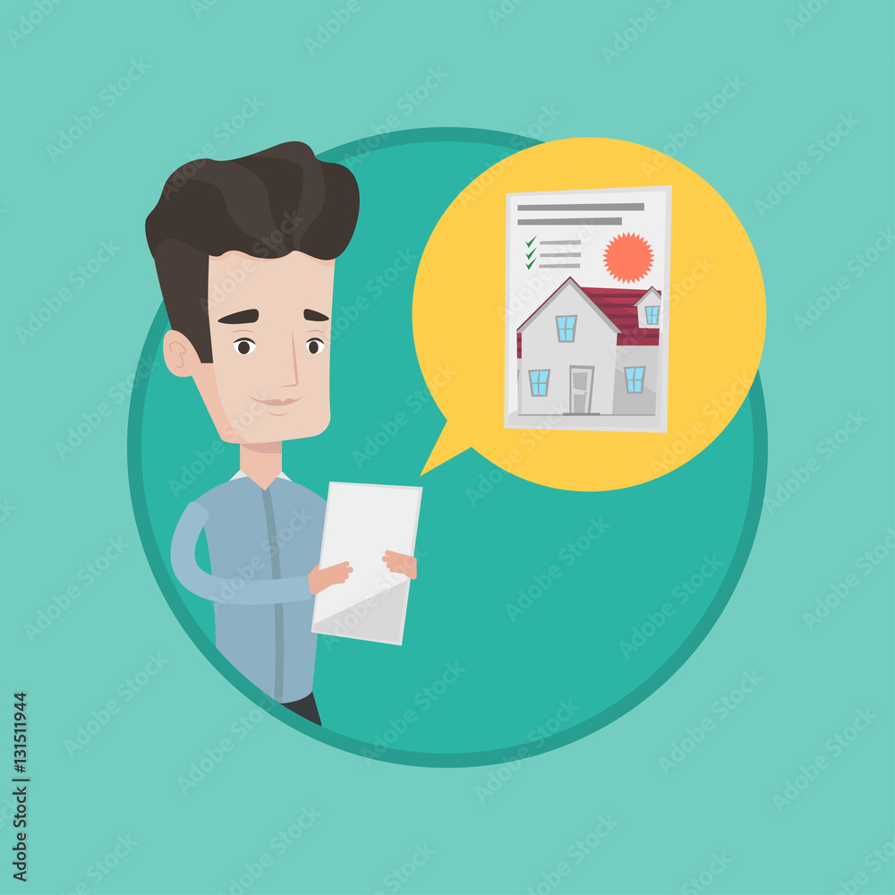 Man looking for house vector illustration.