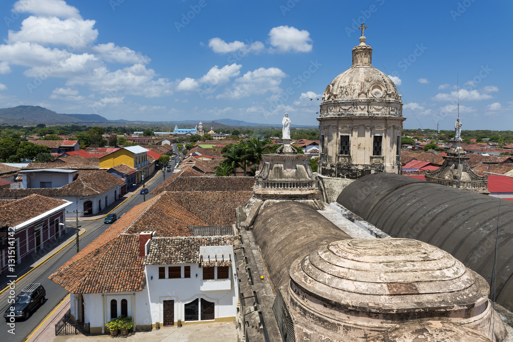 View of the colonial city of Granada in Nicaragua, Central America, from the rooftop of the La Merced Church (Iglesia de La Merced)