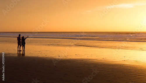 Coucher de soleil sur la plage d'Agadir