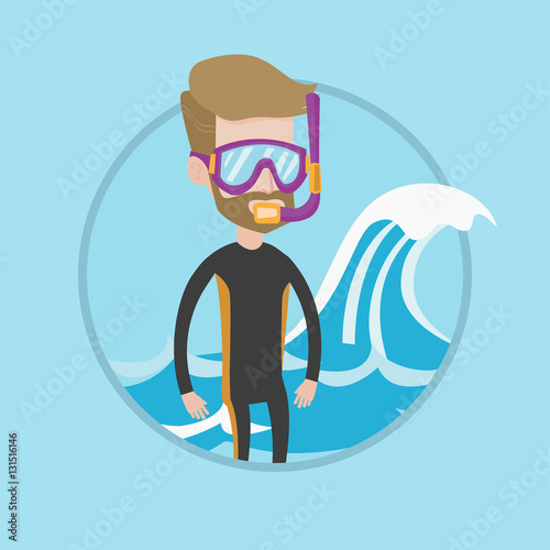 Young scuba diver vector illustration.