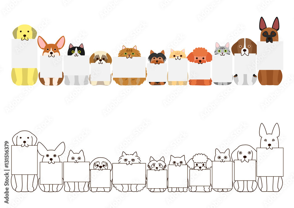 cats and dogs border set, with small blank board in each mouth