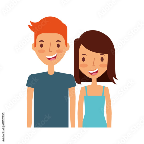 young couple happy icon vector illustration design