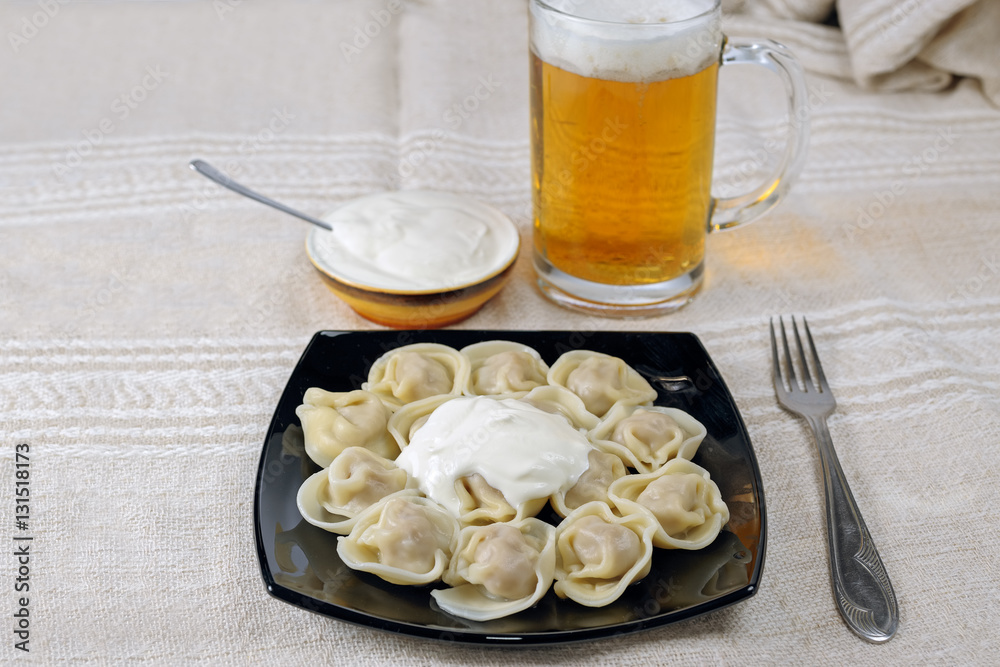 Boiled russian dumplings with meat Boiled russian dumplings with meat