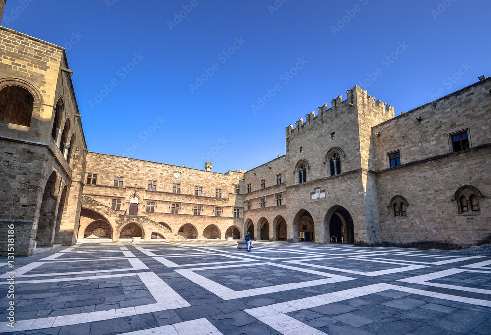 Rhodes Island, Greece, a symbol of Rhodes, of the famous Knights Grand Master Palace (also known as Castello).