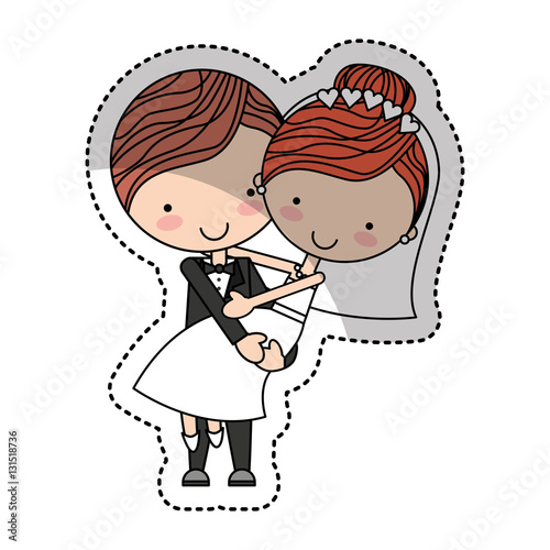 Couple of newlyweds character vector illustration design