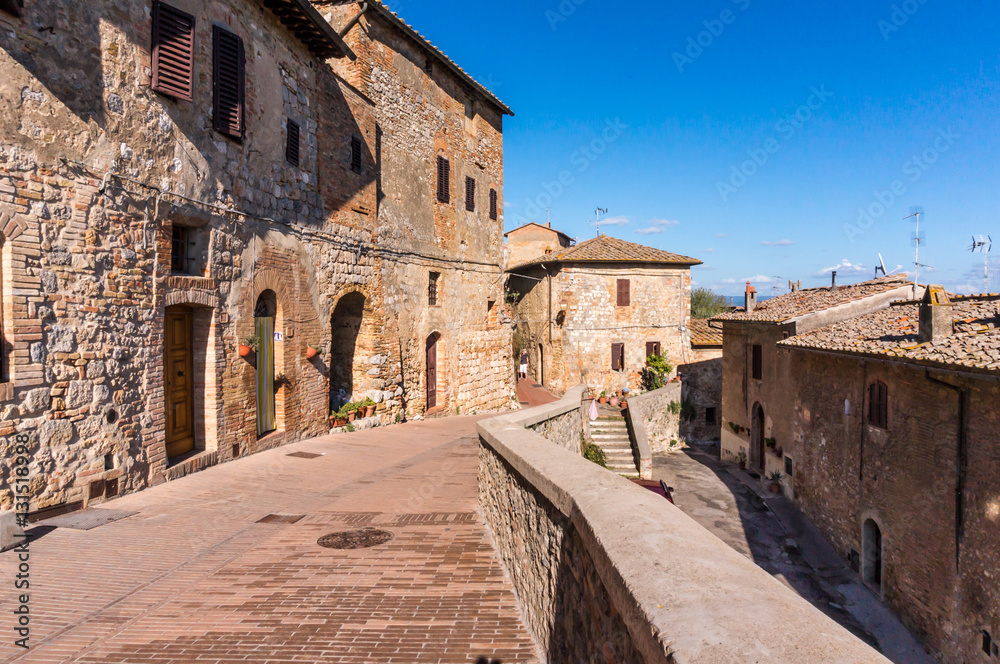Ancient buildings in medieval town San Gimignano, Italy