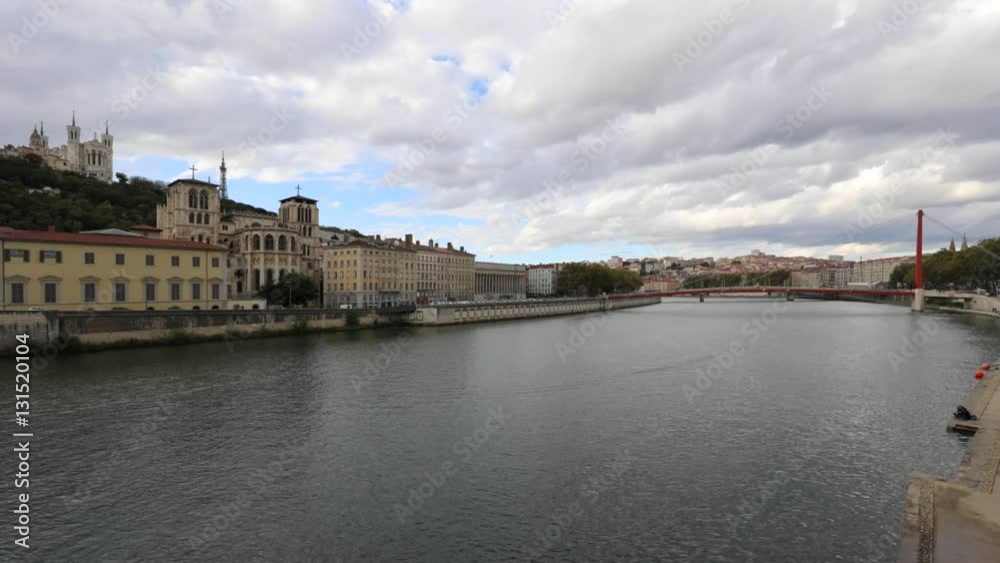 Timelapse of Lyon with Saone river, France. Timelapse of Lyon with Saone river, France.