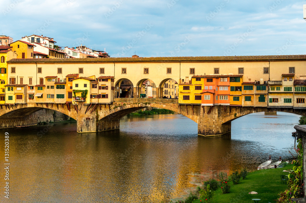 View of the Ponte Vecchio (Old Bridge) in Florence Italy