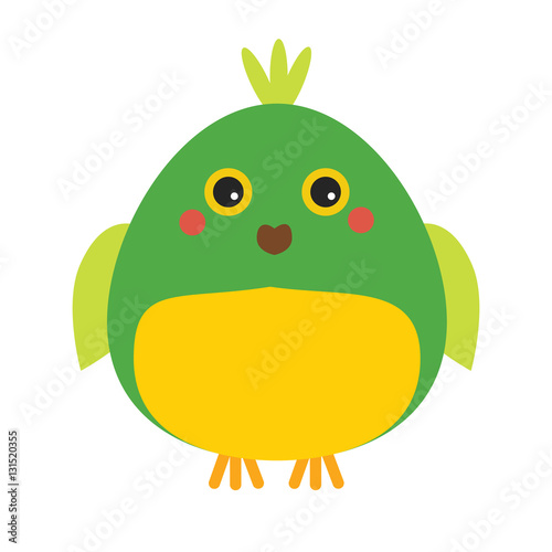 Cute kawaii parrot character. Children style, vector illustration
