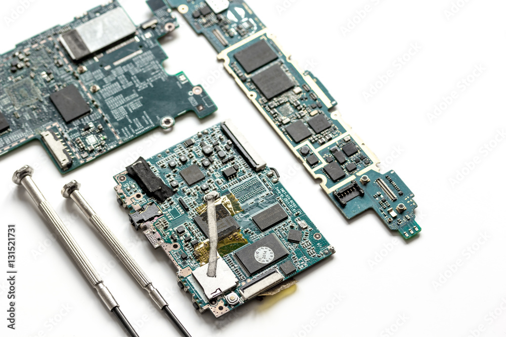 concept repair smartphone - parts of digital gadgets with tools concept repair smartphone - parts of digital gadgets with tools