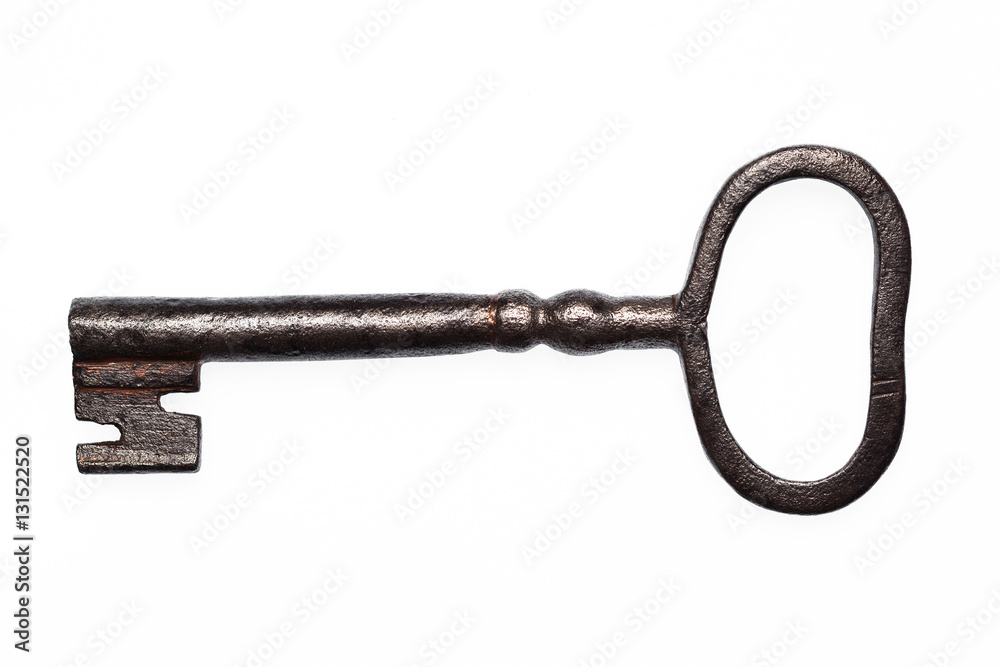 Old rusty big key isolated on white background Old rusty big key isolated on white background