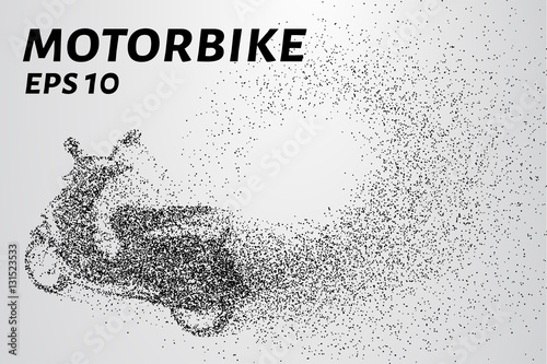 The motorbike of the particles. The motorbike breaks down into small circles and dots