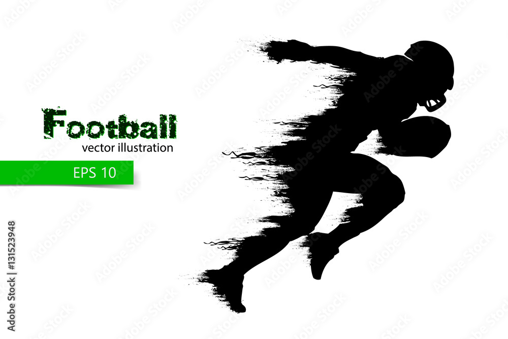 silhouette of a football player. Rugby. American footballer. Vector illustration