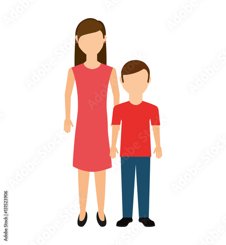 mother with son isolated icon vector illustration design