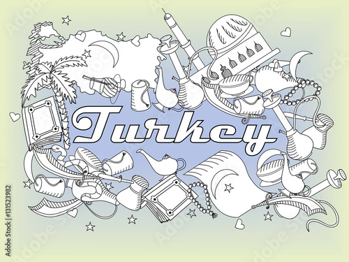 Turkey line art design vector illustration