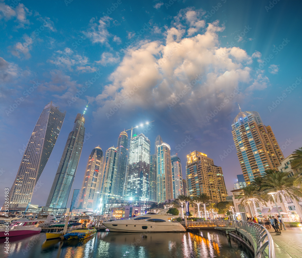 Fototapeta premium Night skyline of Dubai Marina - UAE