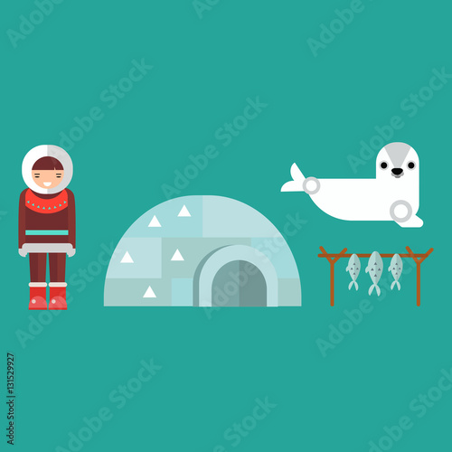 Alaska symbols vector illustration.