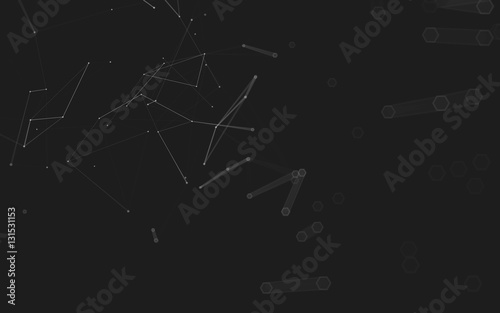 Abstract polygonal space low poly dark background, 3d rendering