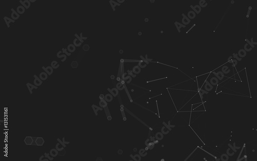 Abstract polygonal space low poly dark background, 3d rendering