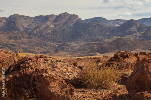 view from the road to African red mountains