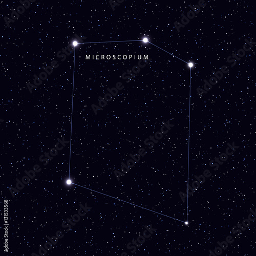 Sky Map with the name of the stars and constellations. Astronomical symbol constellation Microscopium